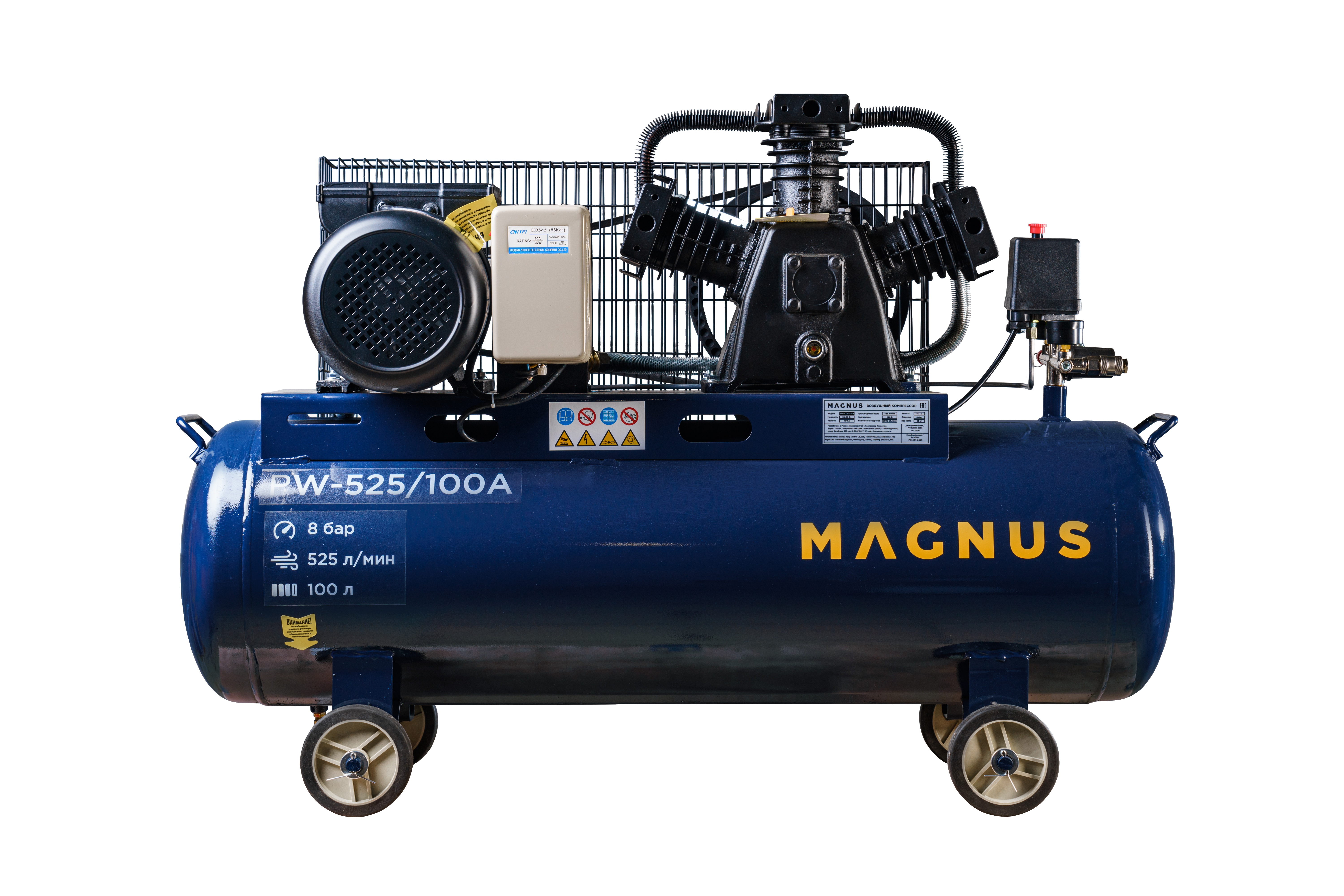 Компрессор воздушный Magnus KW-525/100А новый фильтр (8 атм.,3,0кВт, 220В,Ф65) в Волгограде